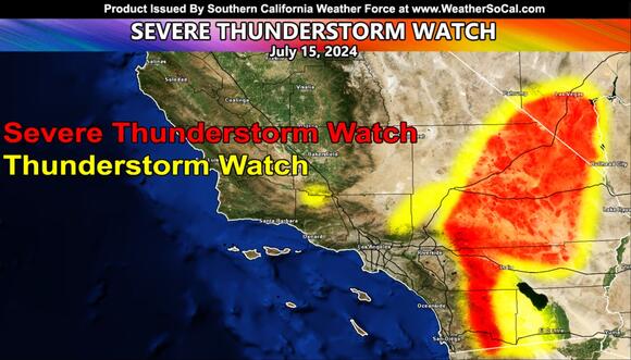 Severe Thunderstorm Watch Issued For Southern California Mountain and ...