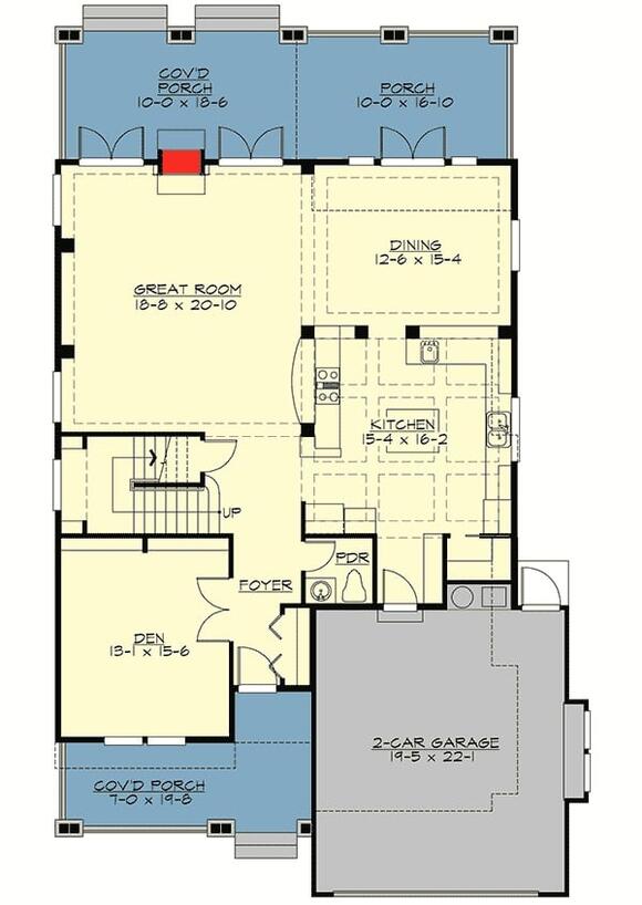 The Navystone 4-Bedroom Prairie House Plan with Covered Porches (2,966 ...