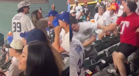 Female Yankees Fan Sent Flying Down Rows During Wild Brawl With Rangers ...