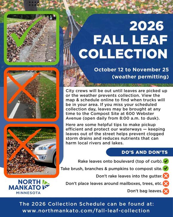 North Mankato fall leaf curbside pickup starts Oct. 12 - NewsBreak