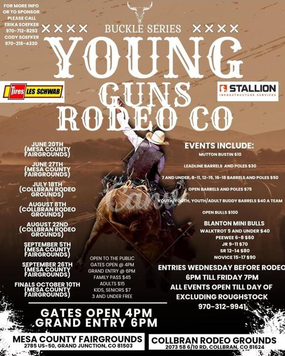 📅 Young Guns Buckle Series Rodeo at Mesa County Fairgrounds June 20 ...
