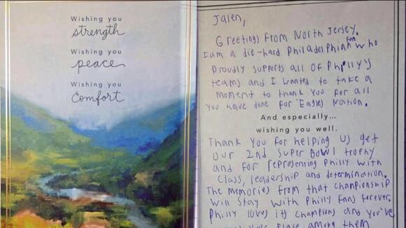 Eagles fans flood Hurts with letters of support after blood clots diagnosis