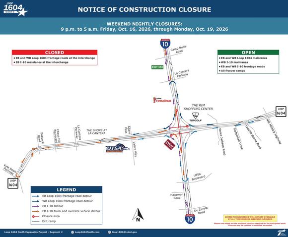 Overnight closures at Loop 1604 and I-10 interchange - NewsBreak