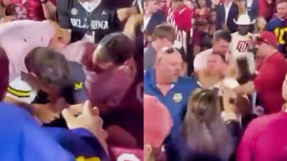 Michigan Fan Gets Put In Back-To-Back Chokeholds By Oklahoma Fans During  Crazy Stadium Brawl [VIDEO] - NewsBreak