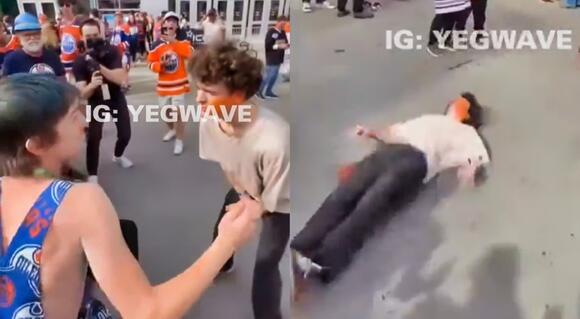 Edmonton Oilers Fan Got Knocked Out Cold With A Vicious Slap During ...