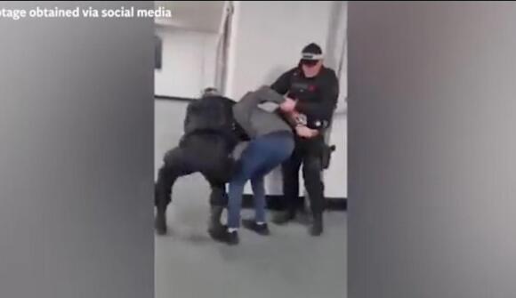 Footage shows police officer who stamped on suspect pepper spraying man ...