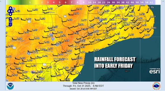 Strong storm system to bring gusty winds & heavy rain Pennsylvania, New ...