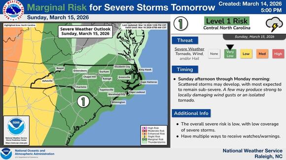 Enhanced risk for severe weather Monday in central NC - NewsBreak