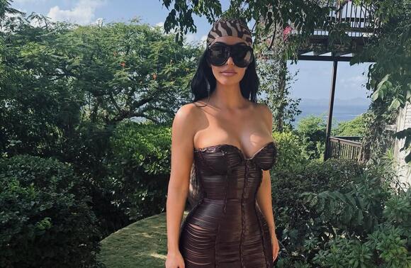 kim kardashian 30th birthday dress Kim Kardashian White Lace Two-Piece 33rd Birthday Cocktail Dress