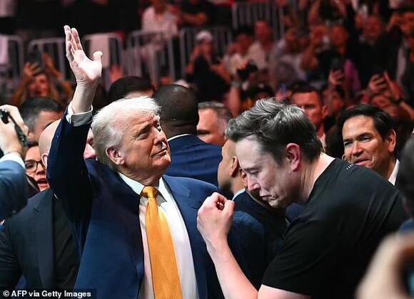 Donald Trump joined by Elon Musk and MAGA entourage at UFC 314 in Miami ...