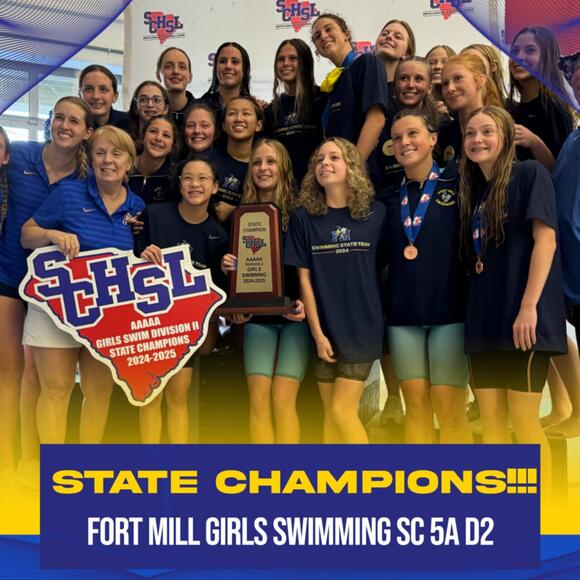 Fort Mill High School Girls Swim Team Clinches Third Consecutive State