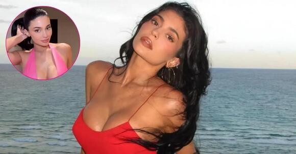 kylie jenner pink plastic dress Kylie Jenner Wore an Ode to Barbie in a Plunging Pink Vinyl Dress