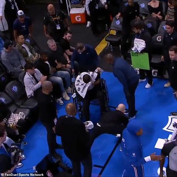 Brutal moment NBA referee leaves game in a wheelchair after suffering ...