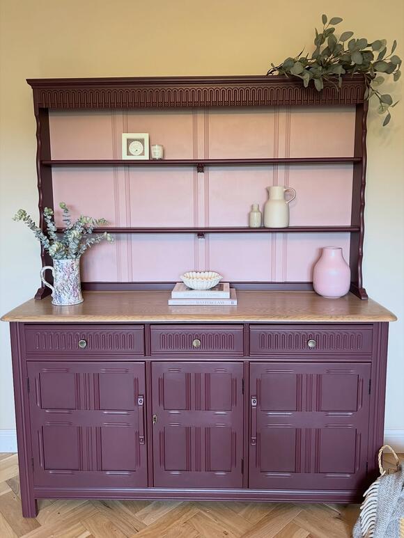 She Painted This Dark Wood Welsh Dresser Two Colors but Left One Large ...