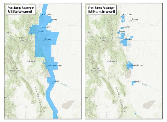 Boundaries of Colorado’s Front Range rail district would shrink under ...