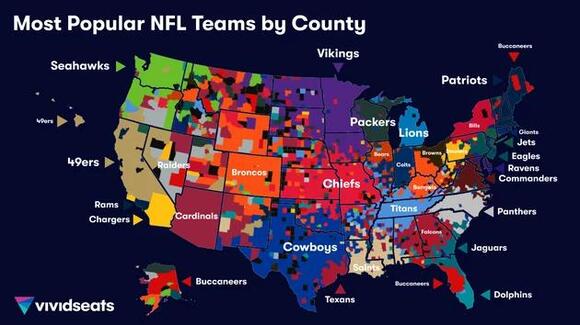 LOOK: These Are the Most Popular NFL Teams By County - NewsBreak