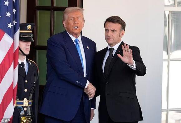 Trump and Macron continue ongoing handshake contest with bizarre 'arm ...