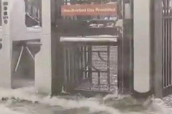 Terrifying footage shows water gushing into subway stations as NYC hit ...