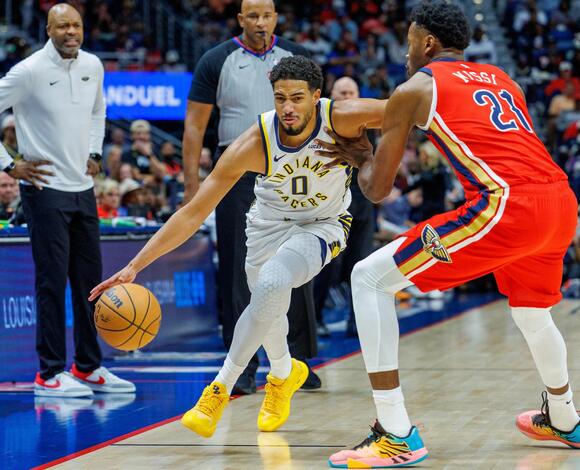 Watch Tyrese Haliburton get into it with Derik Queen, draw technical in Pacers’ season opener