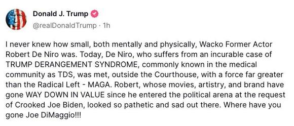 Trump mocks ‘wacko’ Robert De Niro after actor’s Biden campaign press ...