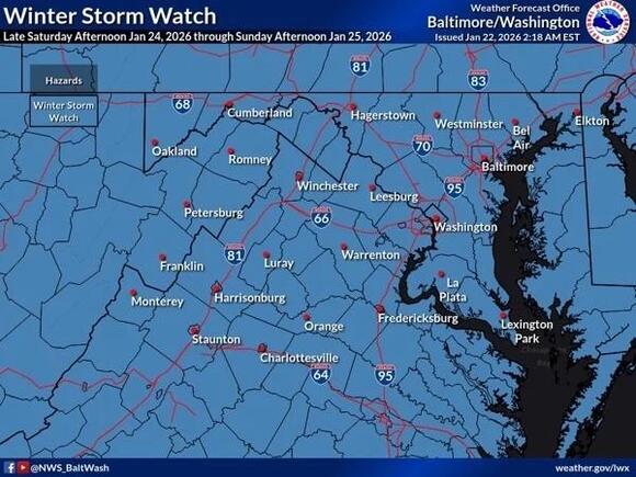 Winter Storm Watch issued for entire state of Maryland, over 10 inches ...