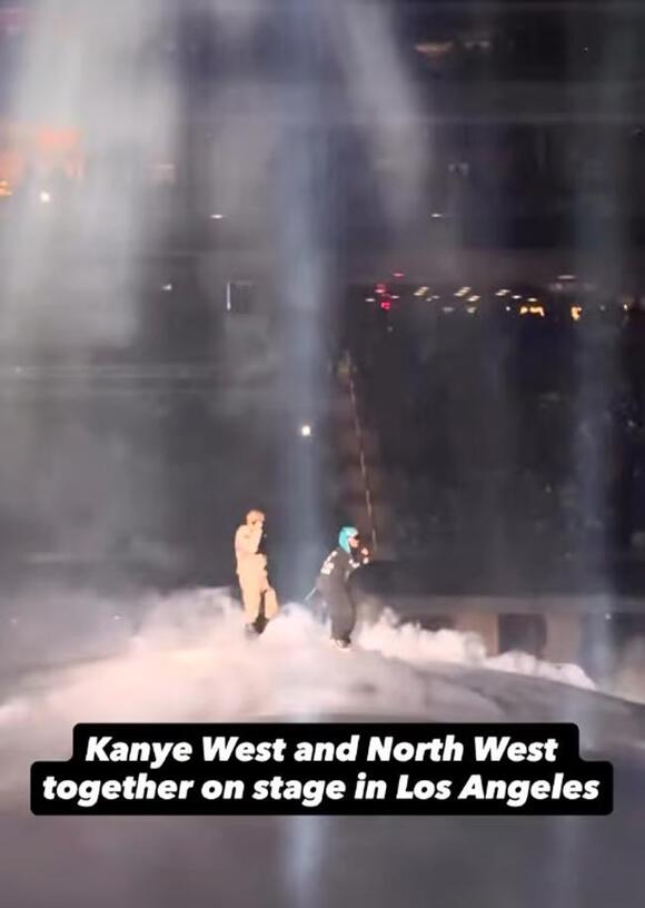 North West Joins Kanye West On Stage At His LA Concert And Raps About ...
