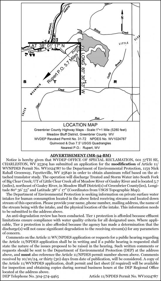 WVDEP Office Submitted An Application For The Modification Of Permit No