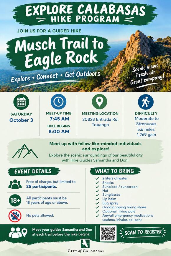 Guided Musch Trail Hike to Eagle Rock Oct. 3 - NewsBreak