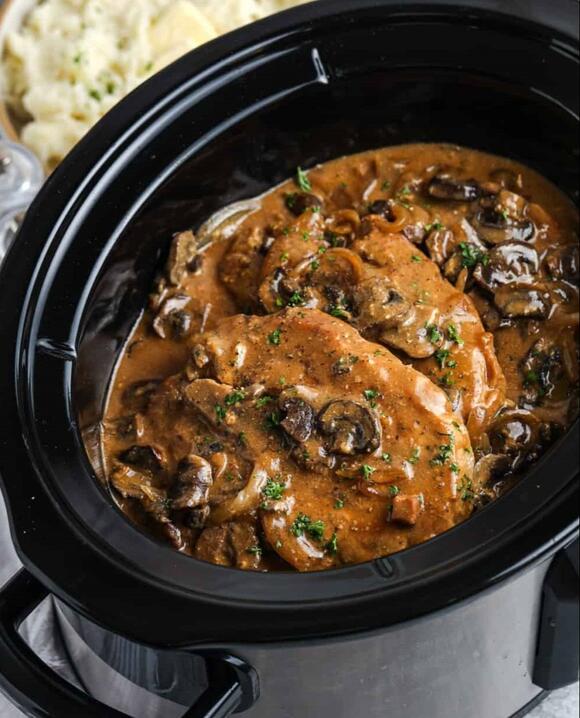 Simple & Delicious Slow Cooker Smothered Pork Chops