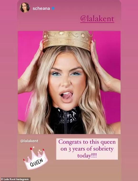 Lala Kent celebrates three years of sobriety as she poses proudly with ...
