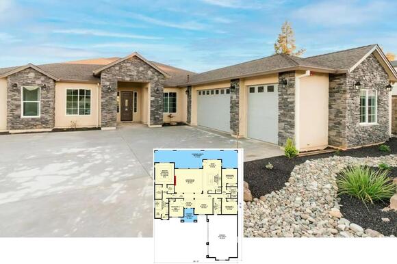 Aldridge 4-Bedroom European House Plan with Large Covered Patio (2,648 ...