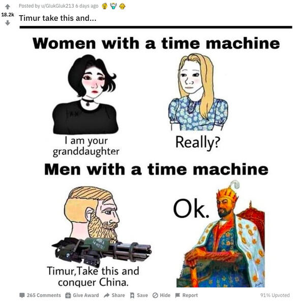 How Would You Use A Time Machine These Men Vs Women Memes Have Disturbing Answers News Break