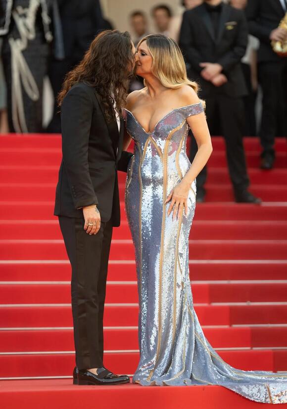 green emerald velvet dress Heidi Klum Burgundy Dress 2024 Cannes Film Festival
