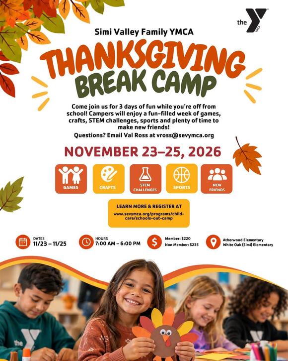 Thanksgiving Break Camp at Simi Valley YMCA - NewsBreak