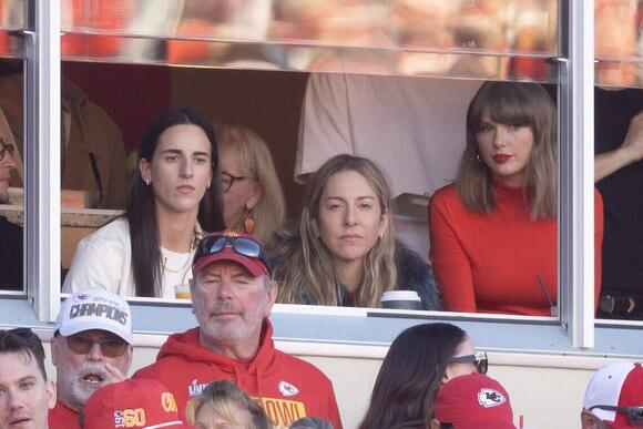 Taylor Swift joined by Caitlin Clark and Este Haim at Chiefs-Chargers ...