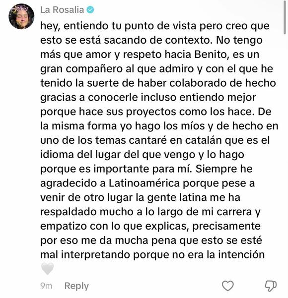 Rosalía Says Comments About Being the ‘Opposite' of Bad Bunny Were(01)