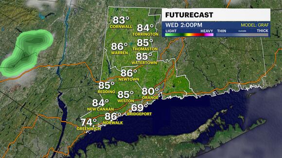Mostly sunny skies and warm temperatures in Connecticut