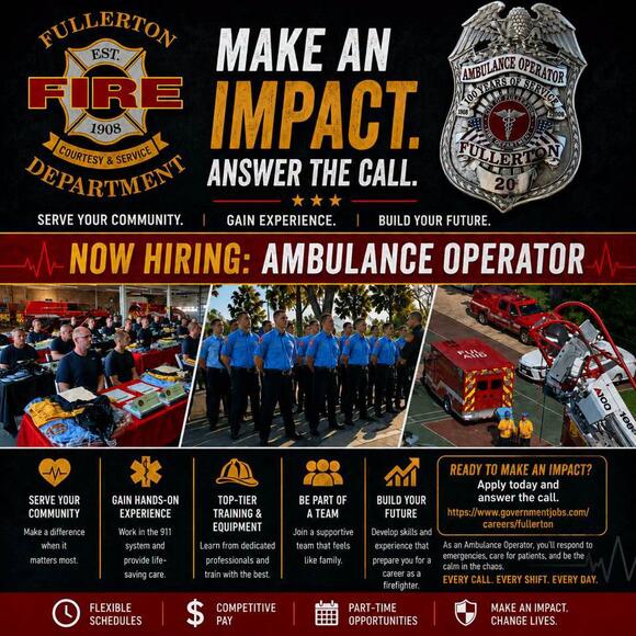 Fullerton Fire Hiring Ambulance Operators - NewsBreak