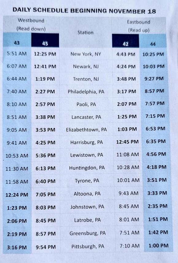 PennDOT, Amtrak announce second Pennsylvanian to start Nov. 18 - NewsBreak