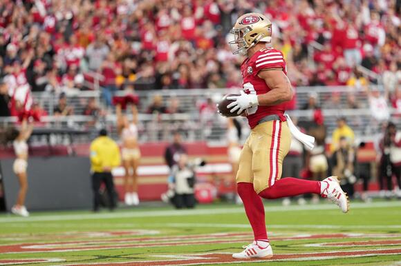WATCH: McCaffrey scores second TD of night to make it 20-3 at half