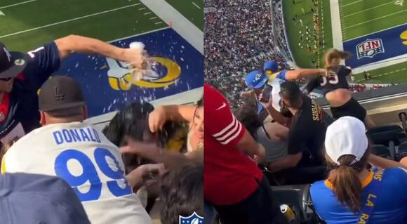 Rams Fan Holding The Baby & Throwing Punches Had Me”: We've Got Full Video  Of The Crazy Fight That Left Female Texans Fan Bloodied In 4K [VIDEO] -  NewsBreak