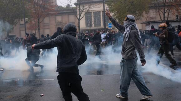 In pictures: Initially peaceful protests across France over inequality again descend into violence