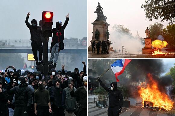 Far-left rioters throw rocks at cops as Paris descends into chaos