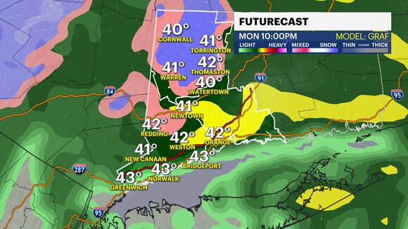 Rainy night, some snow possible Monday for Connecticut