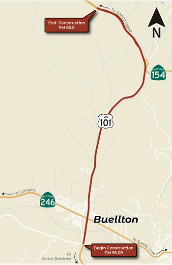 🚧 U.S. 101 North Buellton lane closures through August 2026 - NewsBreak