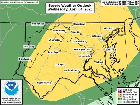 Severe storms possible throughout central Maryland on Wednesday evening ...