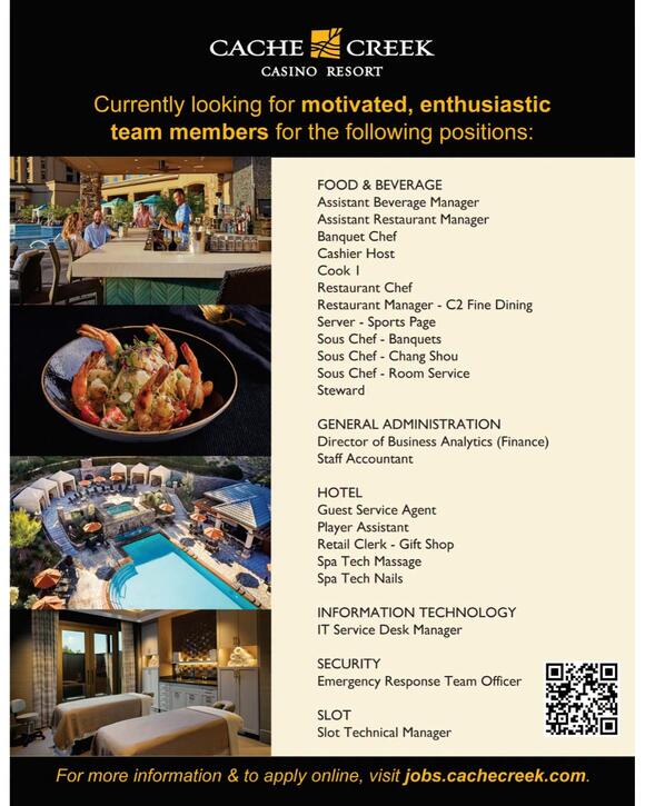 Cache Creek Casino Resort hiring for multiple roles - NewsBreak