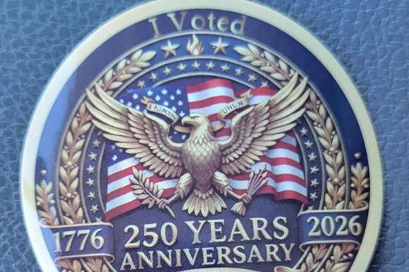 Voter spots garbled AI on an 'I voted' sticker - NewsBreak