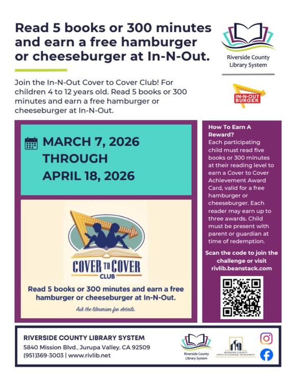 In-N-Out Cover to Cover Reading Program announced - NewsBreak