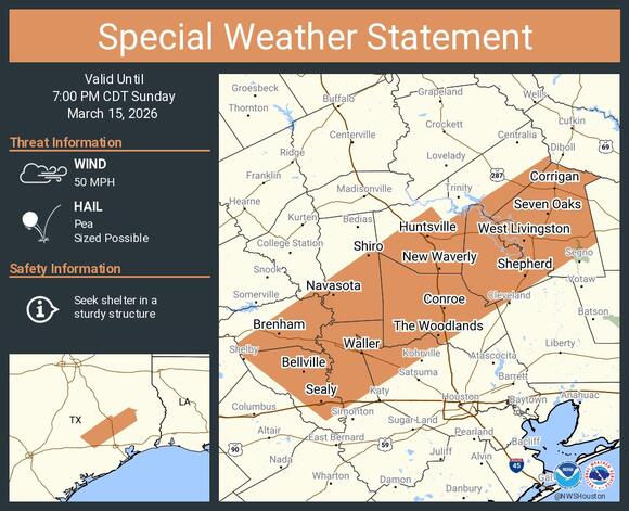 Weather statement for The Woodlands, Conroe, and Huntsville - NewsBreak